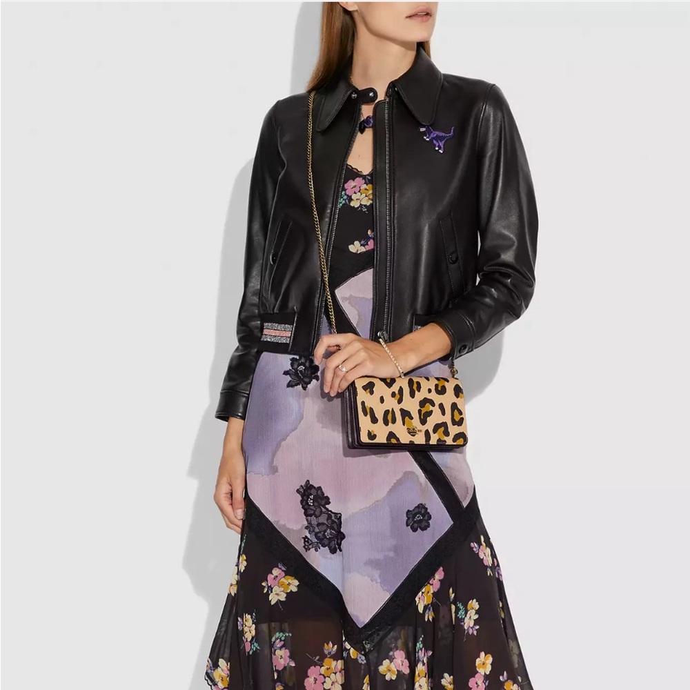 Coach Callie Foldover Chain Clutch with Leopard Print - Picture 8 of 9